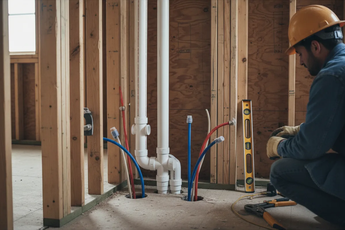 Drain and supply rough-in during Drain Cleaning in Lake Elsinore