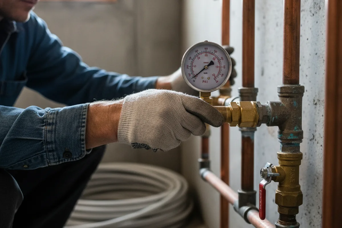 Pressure testing a repaired line during Water Line Repair in Lake Elsinore